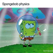 SpongeBob Blowing a Bubble With Helmet On