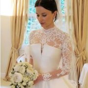 Notch Neckline Bodice With Lace Neck and Sleeves