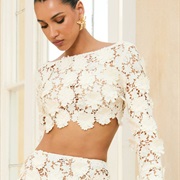 Scalloped or Shaped-Lace Hem on Crop Top