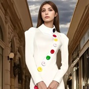 Large, Colorful Buttons on Dress