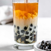 Black Forest Boba Tea With Cucumber Boba