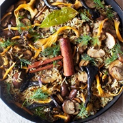 Wild Mushroom and Morel Pilau
