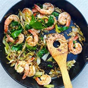 King Prawns  With Garlic and Leek