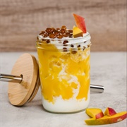 Almond Boba Tea With Mango Boba