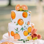 Cake With Mix of Real, Painted Fruits
