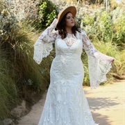 Bell Sleeves on Wedding Dress