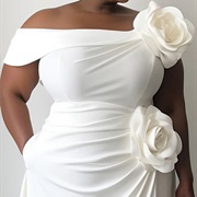 Large 3D Flowers at Shoulder and Waist