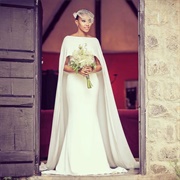 High-Low Cape With Wedding Gown