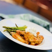 Wings With Roasted Asparagus