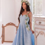 Floral Straps With Design Continuing Down Dress