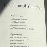 The Tenor of Your Yes by Mary Ruefle