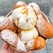 Mickey-Shaped Beignets Sundae