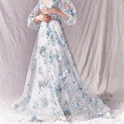 Hand-Painted Sheer Top Layer on Dress