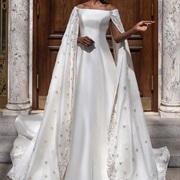 Decorated Cape Sleeves Over Plain Dress