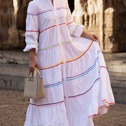 Thin, Multi-Color Stripes Around Dress