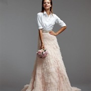 White Shirt Worn as Top of Wedding Dress