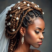 Large Beads in Bride's Hair