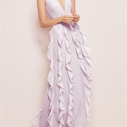 Vertical Lines of Ruffles Around Skirt