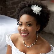 Fabric Flower in Bride's Hair