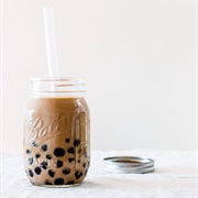 Chocolate Boba Tea With Butterscotch Boba