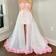 Detachable Overskirt With 3D Flower Decor