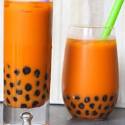 Tangerine Boba Tea With Cucumber Boba