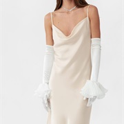 Long Gloves With Ruffles Around Wrists