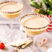 White Chocolate Peppermint Bark Martini With White Chocolate Liqueur