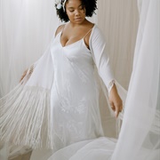 Fringed Shawl With Wedding Dress