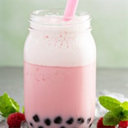 Raspberry Boba Tea With Sugarplum Boba
