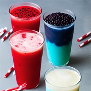 Red, White, and Blue Boba Tea With Cucumber Boba