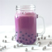 Taro Boba Tea With Kiwi Boba