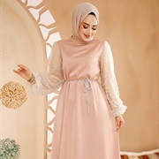 Rope Tied in Bow, Front Waist of Dress