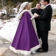 Colored Cape With Wedding Dress