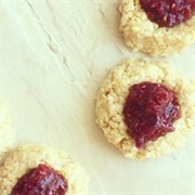Vegan Cashew Thumbprint Cookie With Berry Chia Jam