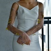 Bride Wearing Butterfly Gloves
