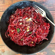 Semi-Firm Beet Noodles