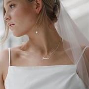 Name Necklace on Bride