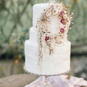 Wedding Cake Decorated With Wreath