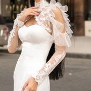 Sheer Neck-Sleeves Topper, Open Sleeves