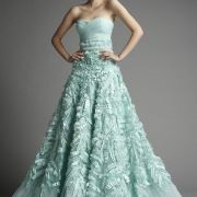 Accordian-Pleat Ruffles Scattered Over Skirt