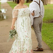 Vines and Flowers on Wedding Dress