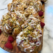 Vegan Lemon Glazed Strawberry Lemon Pistachio Scone