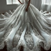 Beaded Design in Pleats of Skirt