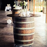 Barrels as Tables at Wedding