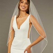 Wedding Veil With Pearl Edging