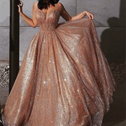 Shiny Rose Gold Wedding Gown