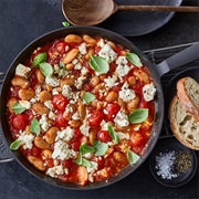 Skillet Beans in Tomato Sauce With Feta