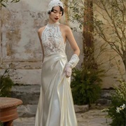 Wedding Dress of Silk and Lace