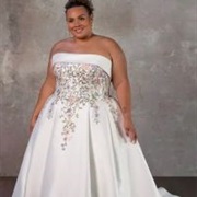 Floral Bodice With Folded White Neckline